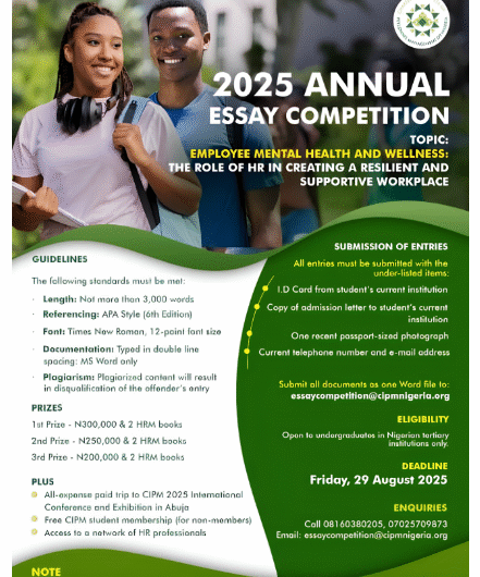 CIPM ₦750,000 Essay Competition 2025 For Nigerian Undergraduate Students Now Open