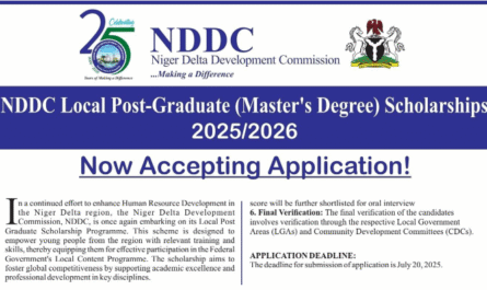 How to Apply for NDDC Local Post-Graduate (Master's Degree) Scholarships 2025/2026