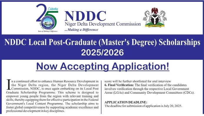 How to Apply for NDDC Local Post-Graduate (Master’s Degree) Scholarships 2025/2026
